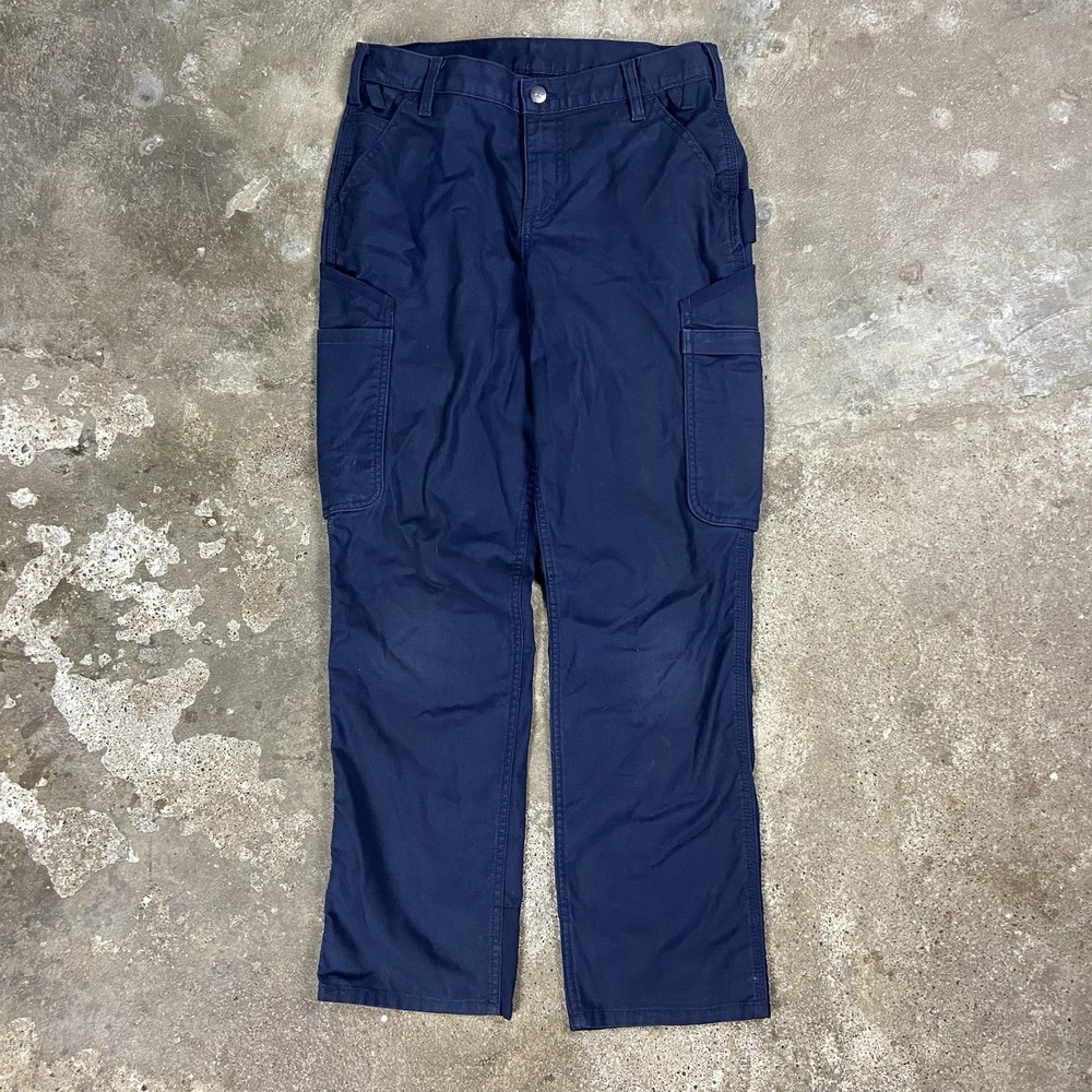 Carhartt Force Canvas Cargo Pants Size 4 Short Navy Blue Utility Work Wear‎
